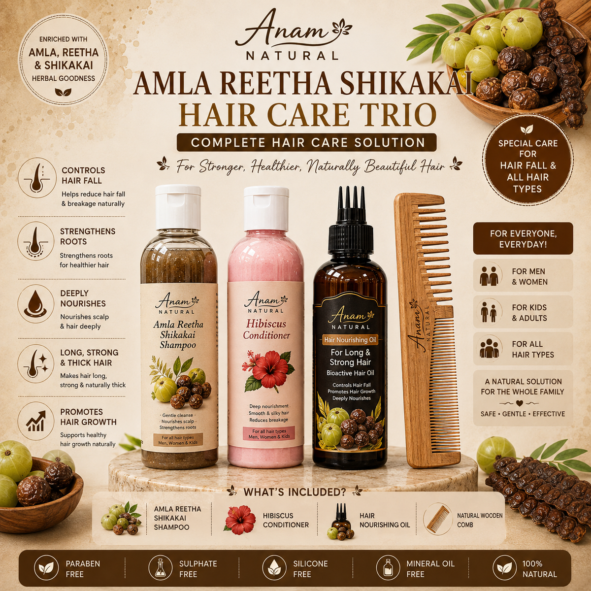 Amla Reetha Shikakai Herbal Trio