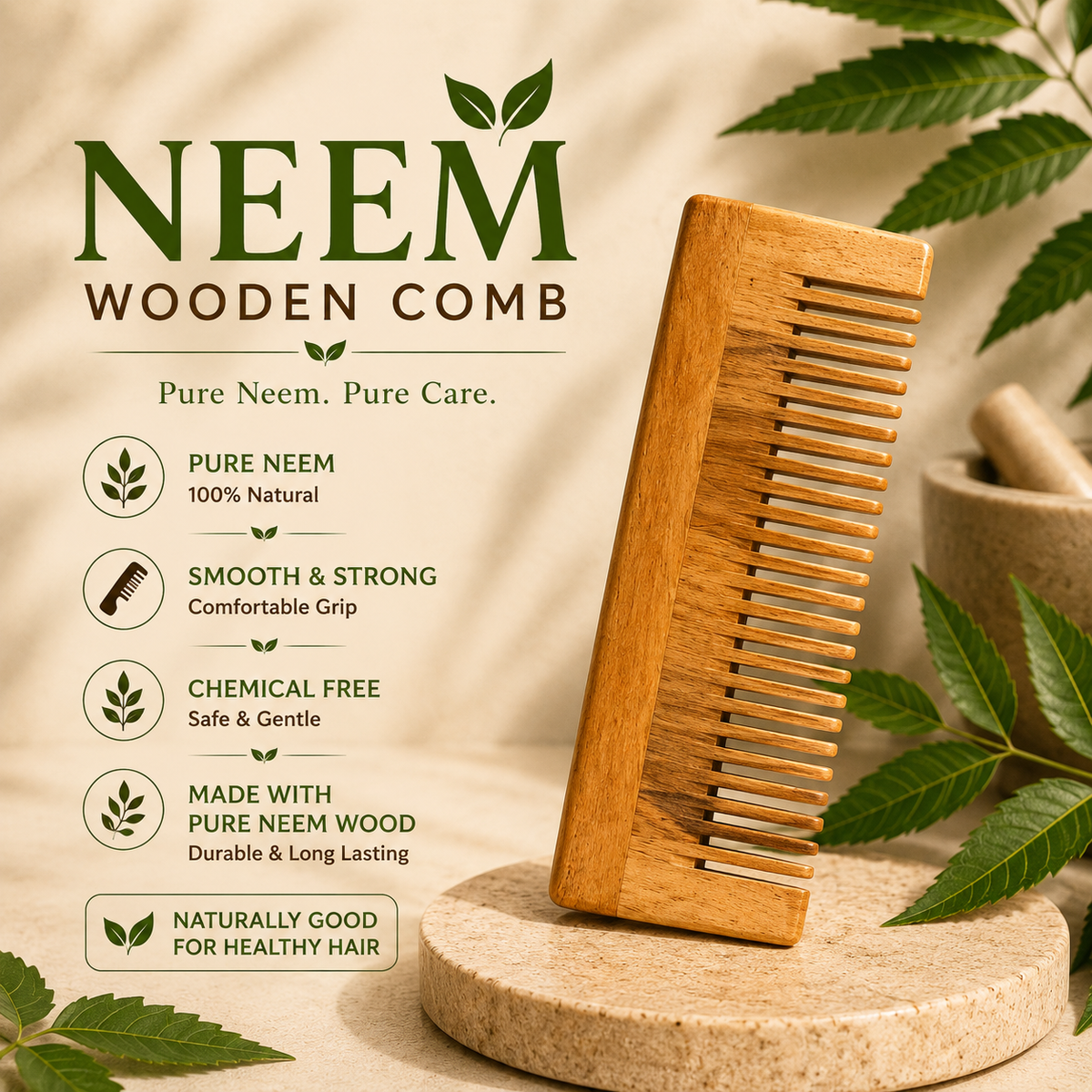 Wide Tooth Detangling Neem Comb