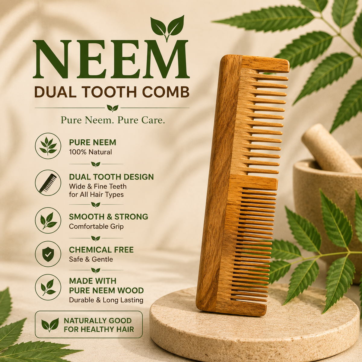 Dual Tooth Neem Comb